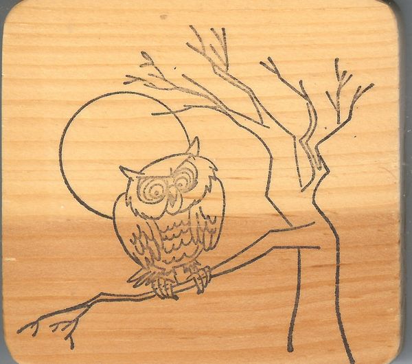 Rubber Stamp A11-K Owl in tree full moon, Fall, Harvest, New S19
