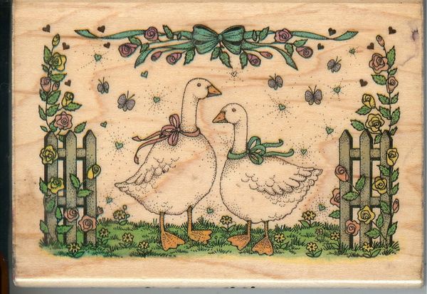 Hero Arts Rubber Stamp L670, Garden Geese, Limited Edition 1989 Nature S16