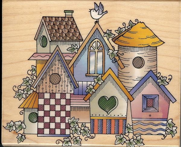 Hero Arts Rubber Stamp, H-1153 Decorative Bird House Village B3