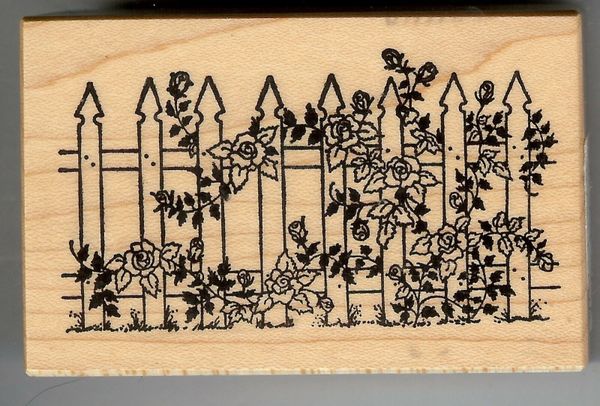 PSX Rubber Stamp F-470 Rose Picket Fence Rare S42