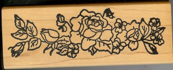 Me & Carrie Lou Rubber Stamp F-144 Rare Romantic Rose Border S8