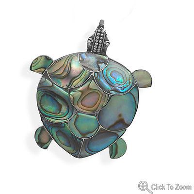 Beautiful Hand Crafted Paua Shell Turtle Pin/Pendant SSM 1-2EB