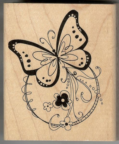 Inkadinkado Rubber Stamp 98290-DD, Butterfly & Flowers S12