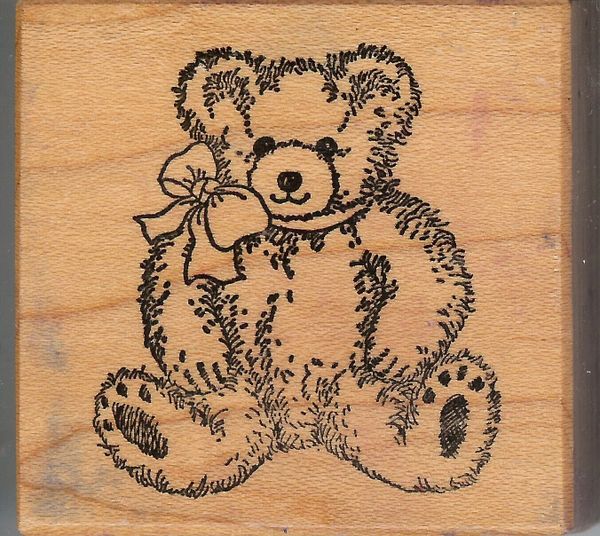 PSX Rubber Stamp E-610 Teddy Bear with Bow, Rubber Stamp S14