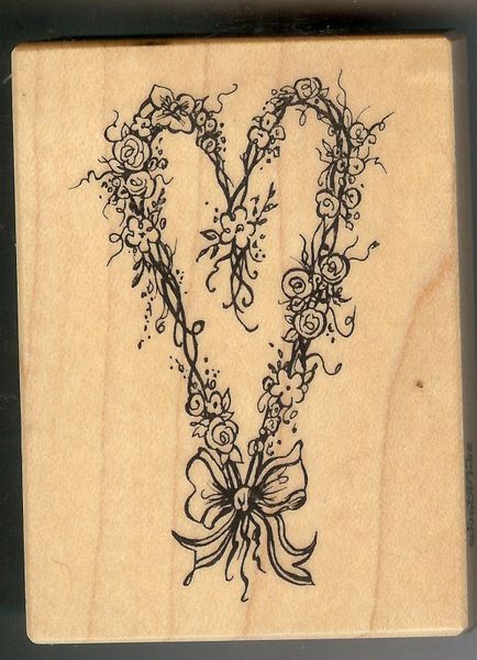 PSX Rubber Stamp F-2226 Flower Heart with Bow, Love S37