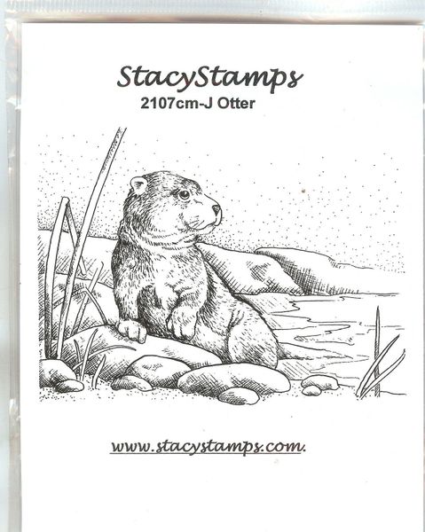 Stacy Rubber Stamp 2107-cm-J Wildlife, Otter by Pond, New, Cling Mount B2