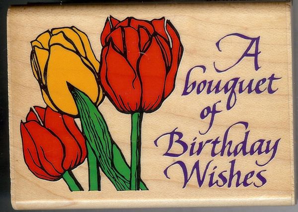 Inkadinkado Rubber Stamp, #4185 Saying A Bouquet of Birthday Wishes S5