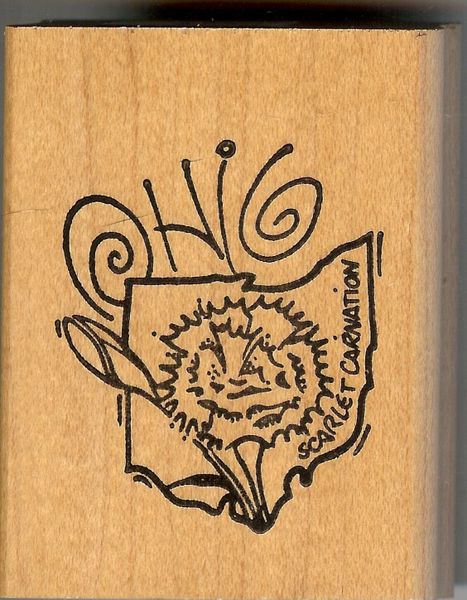 Biblical Impressions Rubber Stamp State Ohio & Flower B2
