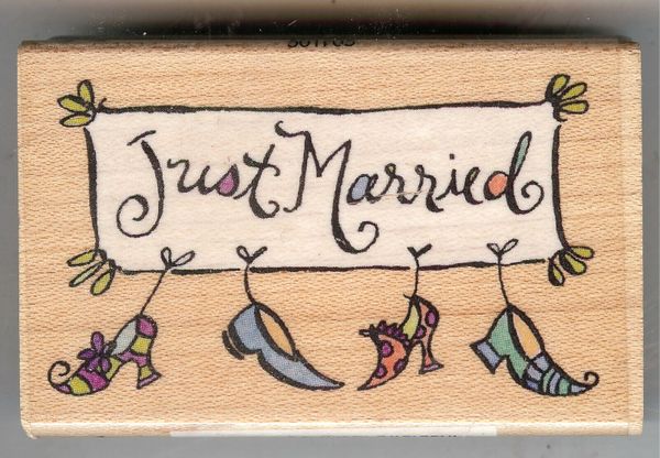 All Night Media Rubber Stamps 501F05 Saying, Just Married Sign, S9