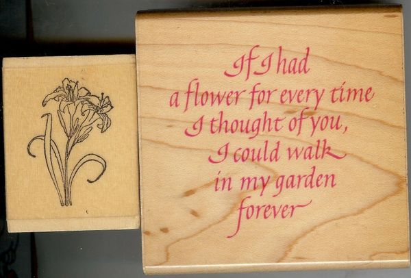 Lot of 2 Stamps Saying If I had a flower every-time I thought of you. B3