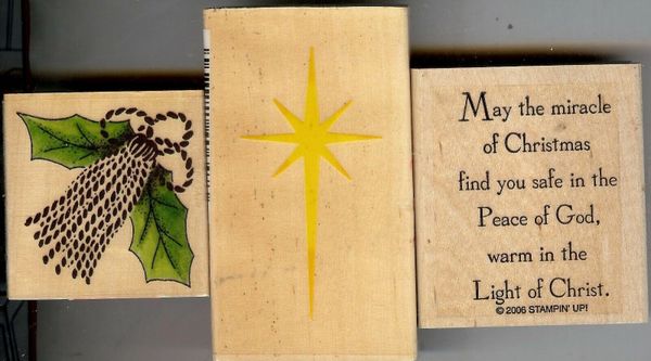Lot of 3 Rubber Stamps, Christmas, Collage Gently Used & Free Shipping B2