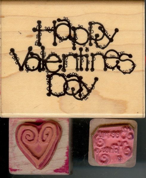 Lot of 3 Rubber Stamps, Sayings Happy Valentines, Bee My Honey & Heart S35