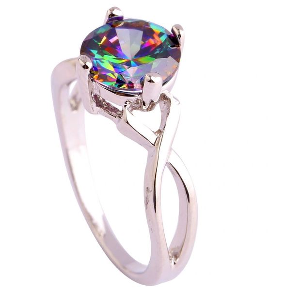 Mystic Fire Topaz Silver Ring Size 8