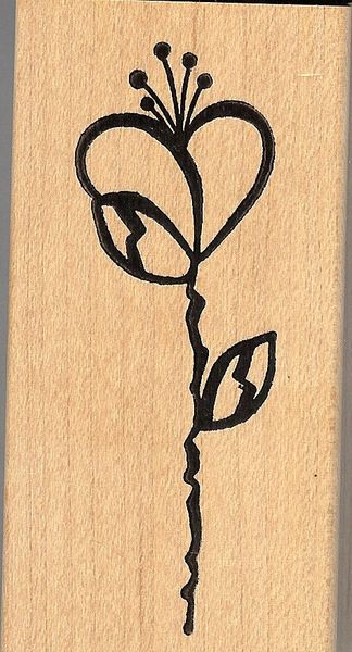 Bugawumps Rubber Stamp 486-F, Brush Stroke Flower & Leaf Pattern, S9
