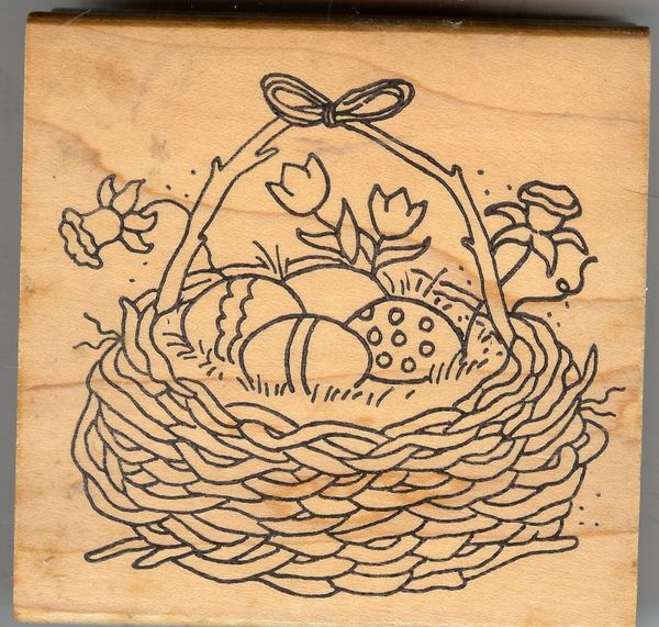 Great Impressions Rubber Stamp H62 Basket of Decorated Eggs, Easter S12