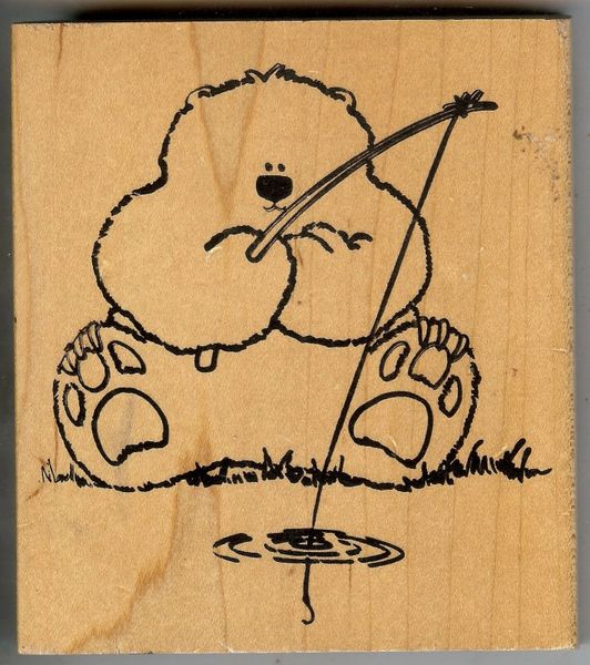 Eureka Rubber Stamp 574-R Bear Fishing, S38