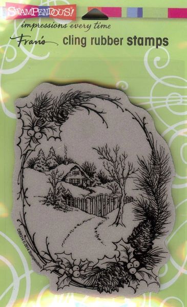 Stampendous Rubber Stamp CRR-214, Cling Mount Christmas Cottage CB2