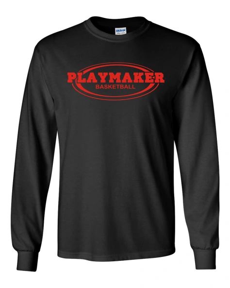 Black Playmaker Long sleeve Tshirt-Red Print