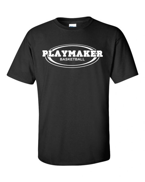 Black Playmaker Tshirt-White Print