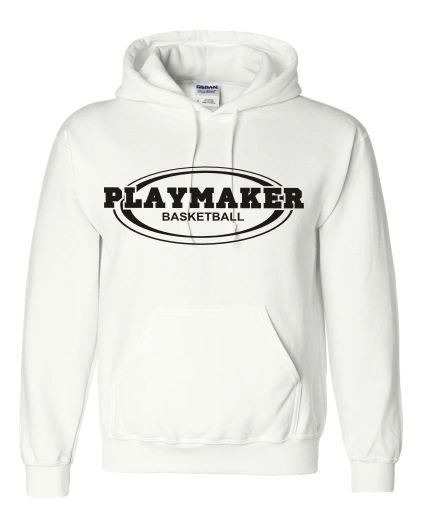 White Playmaker Hoodie-Black Print