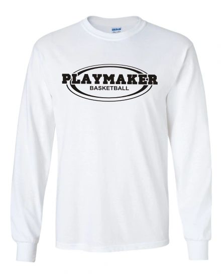 White Playmaker Long sleeve Tshirt-Black Print