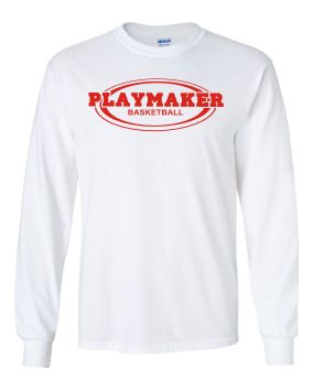 White Playmaker Long sleeve Tshirt-Red Print