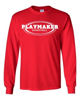 Red Playmaker Long sleeve Tshirt-White Print