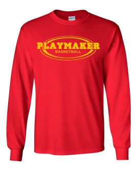 Red Playmaker Long sleeve Tshirt-Gold Print