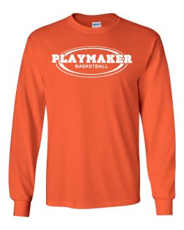 Orange Playmaker Long sleeve Tshirt-White Print