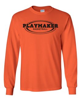 Orange Playmaker Long sleeve Tshirt-Black Print