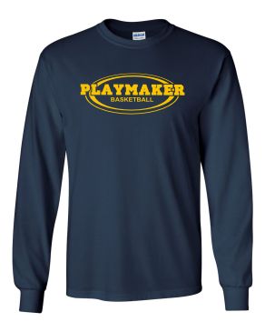 Navy Playmaker Long sleeve Tshirt-Gold Print