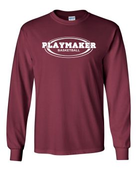 Maroon Playmaker Long sleeve Tshirt-White Print