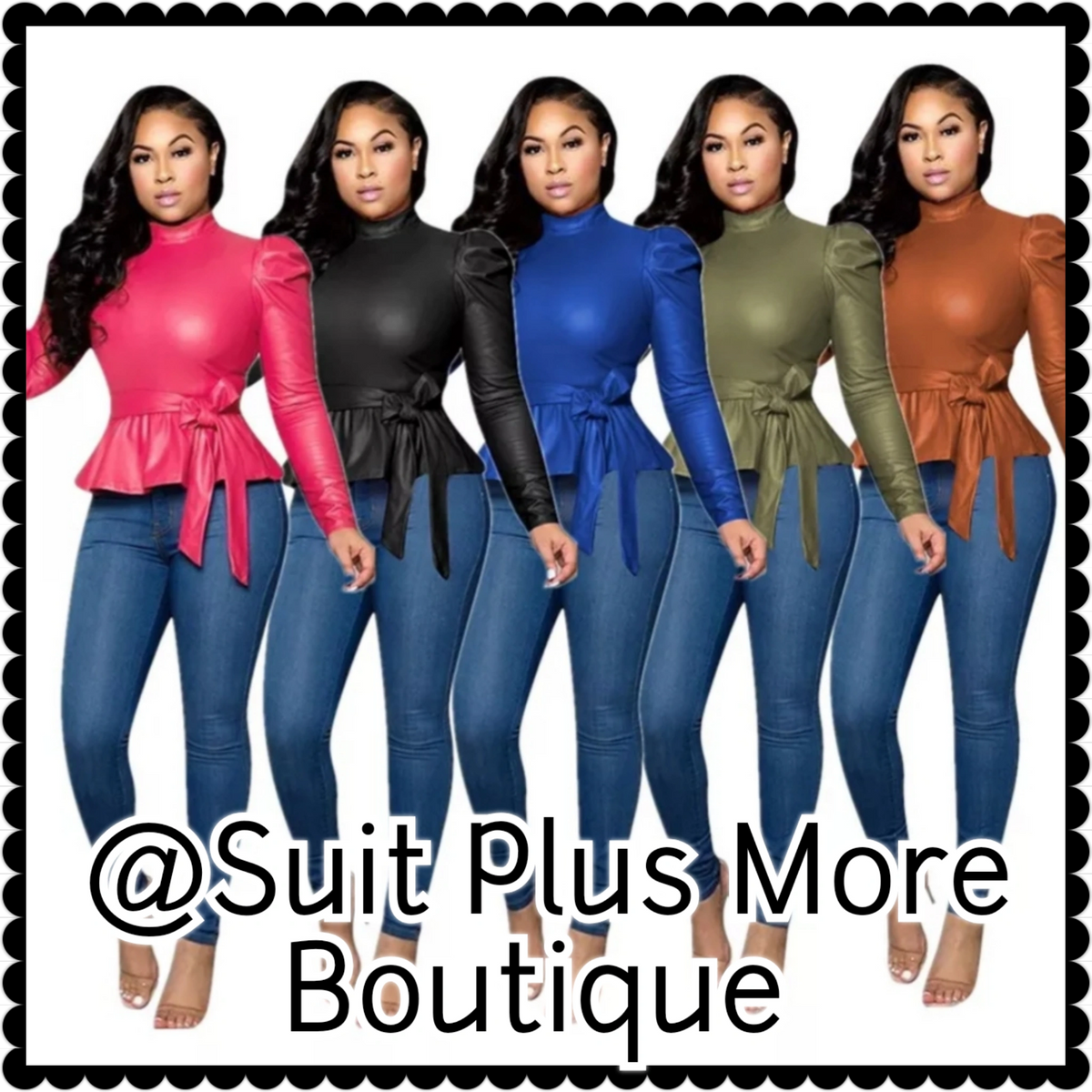 Western Tops for Ladies PU Faux High Neck Leather Peplum Bow Tie Pullover  Trendy Plus Size Tops Womens Fall Fashion Solid Color Sweatshirts Loose