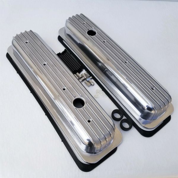 Small Block Chevy Center Bolt Short Finned Aluminum Valve Covers 305