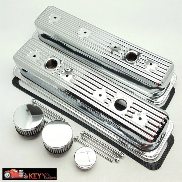 Chevy GMC Truck Chrome Center Bolt TALL Valve Covers 305 350 Gasket