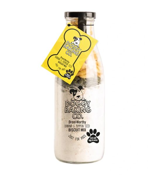 Drool-Worthy Pumpkin Seed & Banana Dog Biscuit Mix in a Bottle by Doggy Baking Co.