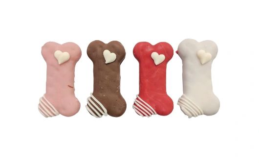 Valentine Dipped Bone "Throw Me A Bone" 3 inch Dog Cookie by Bosco & Roxy's Gourmet Bakery