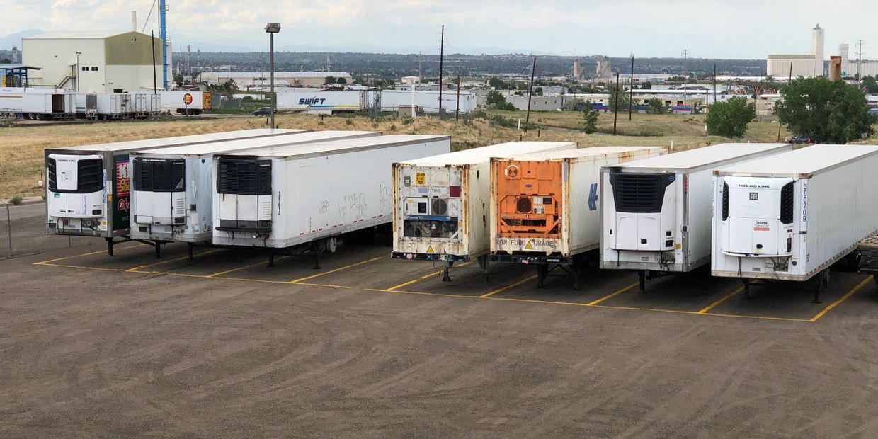 semi trailers parked in yard