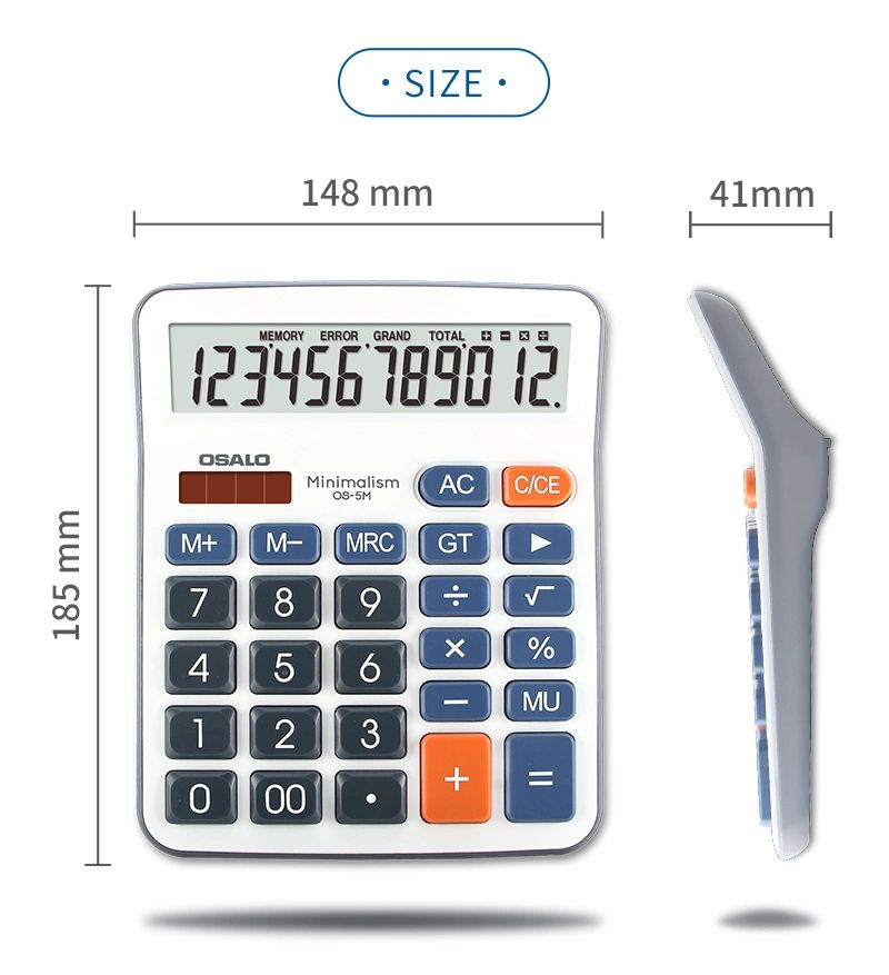 OSALO Desktop Calculator Plastic Key Extra Large Display 12 Digits OS-5M