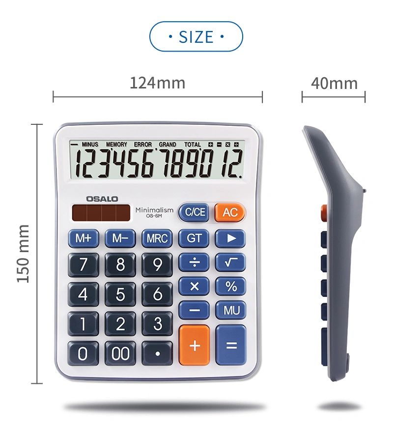 OSALO Desktop Calculator Plastic Key Extra Large Display 12 Digits OS-6M