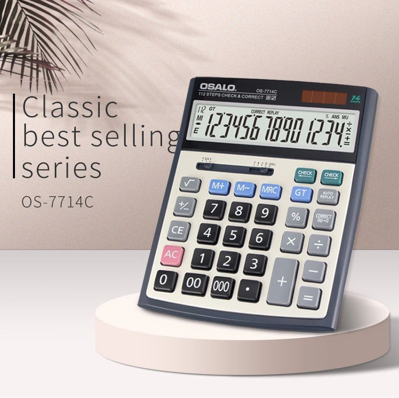 OSALO Desktop Calculator 112 Steps Check & Correct Light Touch 14 Digits OS-7714C