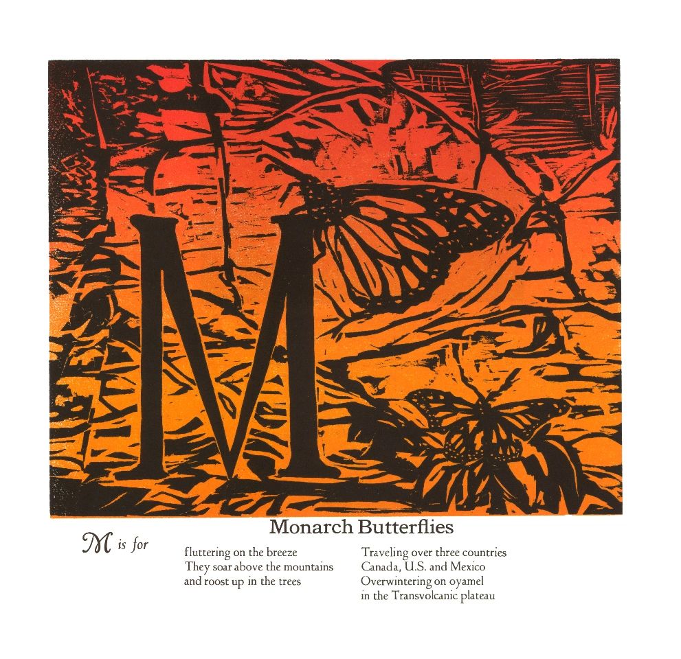 I created and embedded a letter for each insect into a design using  its color for the design