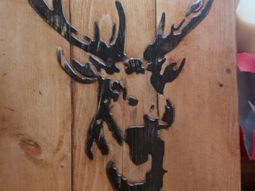stag picture wood art fret work