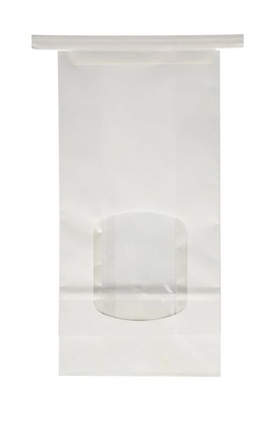 4 3/4" x 9 1/2” 1 lb. White Tin-Tie Bakery Bags with Window (25 count)