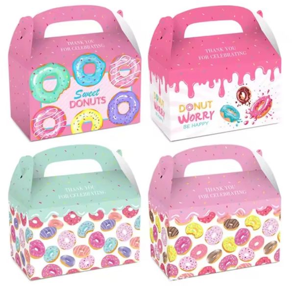 9 1/2cm x 16cm x 9 1/2cm Cute Assorted Donut Gift Boxes (12 count)