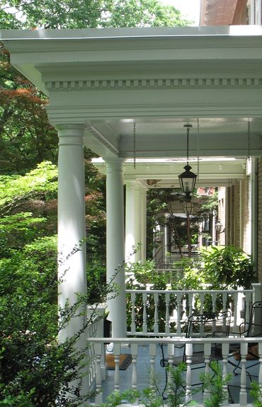 Porches perspective in springtime