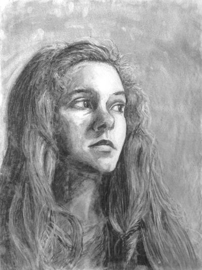 Charcoal Self Portrait, 2018, charcoal on paper