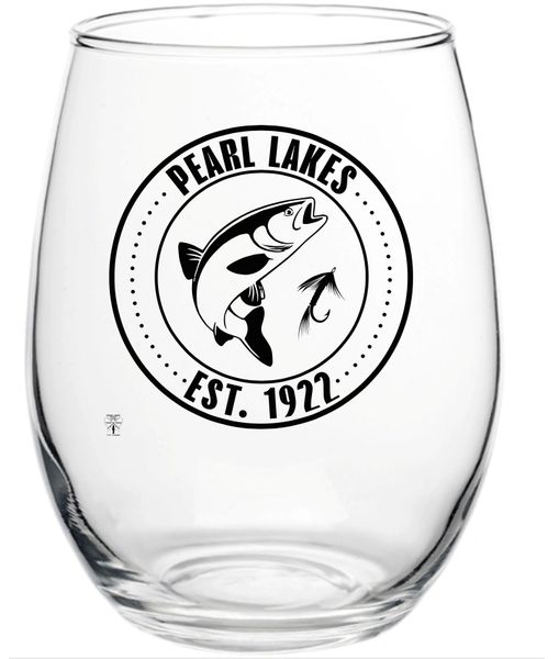 Pearl Trout Lakes 15oz. Stemless Wine Glass
