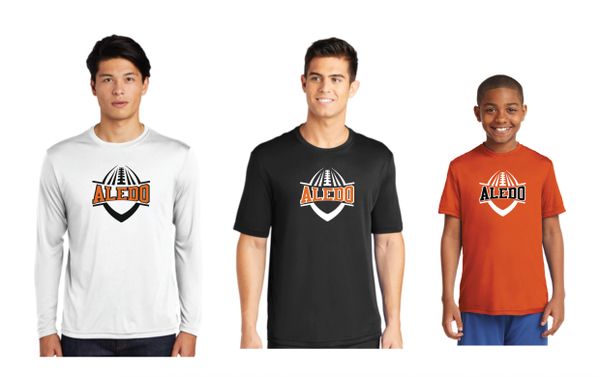 ALEDO Football Spirit Wear DRYFIT Apparel - LONG Sleeve and SHORT Sleeve for ADULT and YOUTH