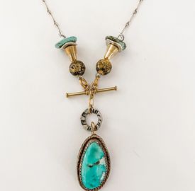 turquoise pendant with mixed metals